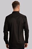 Tudors Slim Fit Dar Kesim Likralı Düz Saten Erkek Gömlek