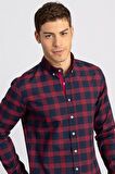 Tudors Slim Fit Dar Kesim Kareli Erkek Gömlek