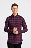 Tudors Slim Fit Dar Kesim Kareli Erkek Gömlek