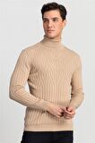 Tudors Slim Fit Dar Kesim Tam Balıkçı Yaka Saç Örg