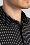 Tudors Slim Fit Dar Kesim Çizgili Oxford Spor Gömlek