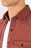Tudors Slim Fit Dar Kesim Uzun Kol Erkek Kot Gömlek