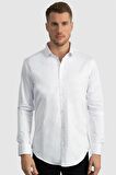 Tudors Slim Fit Dar Kesim Likralı Düz Saten Erkek Gömlek