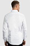 Tudors Slim Fit Dar Kesim Likralı Düz Saten Erkek Gömlek