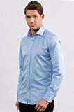 Tudors Modern Slim Fit Düz Saten Erkek Gömlek
