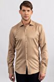 Tudors Modern Slim Fit Düz Saten Erkek Gömlek
