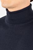 Tudors Slim Fit Dar Kesim Tam Boğazlı Yaka Düz Yün Erkek Kazak
