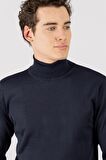 Tudors Slim Fit Dar Kesim Tam Boğazlı Yaka Düz Yün Erkek Kazak