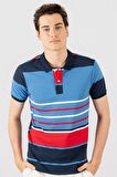 Tudors Slim Fit Çizgili Polo Yaka Pike T-Shirt