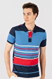 Tudors Slim Fit Çizgili Polo Yaka Pike T-Shirt