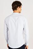 Tudors Slim Fit Uzun Kol Çizgili Hakim Yaka Erkek Gömlek
