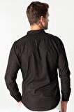 Tudors Slim Fit Yıkamalı Denım Düz Çift Cep Gömlek