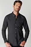 Tudors Slim Fit Uzun Kol Çizgili Spor Yaka Poplin Erkek Gömlek