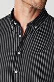 Tudors Slim Fit Uzun Kol Çizgili Spor Yaka Poplin Erkek Gömlek