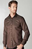 Modern Slim Fit Dar Kesim Armürlü Erkek Gömlek