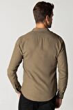 Tudors Slim Fit Kışlık Yün Viskon Düz Gömlek