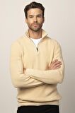 Tudors Slim Fit Dar Kesim Dik Yaka Fermuarlı Erkek Kazak