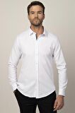 Tudors Slim Fit Uzun Kol Armürlü Düğme Patı Manşet İçi Biyeli Erkek Gömlek