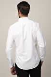 Tudors Slim Fit Uzun Kol Armürlü Düğme Patı Manşet İçi Biyeli Erkek Gömlek