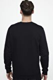Tudors Pamuk Bisiklet Yaka Basıc Unisex Siyah Sweatshirt