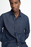 Relax Fıt Rahat Kalıp Denim Tek Cep Erkek Gömlek - TUDORS