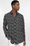 Slim Fit Uzun Kollu Dar Kesim Baskılı Desen Viskon Spor Erkek Gömlek