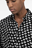 Slim Fit Uzun Kollu Dar Kesim Baskılı Desen Viskon Spor Erkek Gömlek