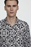 Tudors Slim Fit Dar Kesim Uzun Kol Baskılı Desen Viskon Spor Erkek Çok Renkli Gömlek
