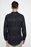 Tudors Slim Fit Dar Kesim Uzun Kol Baskılı Desen Viskon Spor Erkek Çok Renkli Gömlek