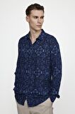 Tudors Slim Fit Dar Kesim Uzun Kol Baskılı Desen Viskon Spor Erkek Çok Renkli Gömlek