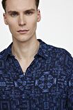 Tudors Slim Fit Dar Kesim Uzun Kol Baskılı Desen Viskon Spor Erkek Çok Renkli Gömlek