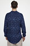 Tudors Slim Fit Dar Kesim Uzun Kol Baskılı Desen Viskon Spor Erkek Çok Renkli Gömlek