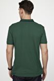 Tudors Erkek Spor Polo Yaka Slim Fit Pamuk Gizli Düğme Yeşil Tişört