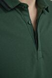 Tudors Erkek Spor Polo Yaka Slim Fit Pamuk Gizli Düğme Yeşil Tişört