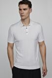 Tudors Erkek Polo Yaka Slim Fit Örme Triko Pamuklu Beyaz Tişört