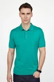 Erkek Slim Fit Dar Kesim Pamuklu Örme Triko Yeşil Polo Yaka Tişört