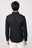 Slim Fit Uzun Kollu Düğmeli Yaka Pamuklu Kolay Ütü Düz Erkek Gömlek