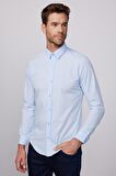 Slim Fit Pamuklu Kolay Ütü Mavi Erkek Gömlek