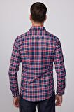 Slim Fit Kareli Pamuklu Kolay Ütü Erkek Gömlek