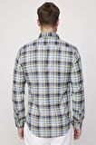 Slim Fit Kareli Pamuklu Kolay Ütü Erkek Gömlek