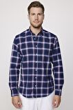 Klasik Fit Düğmeli Yaka Küçük Kareli Pamuklu Erkek Gömlek