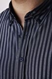 Slim Fit Pamuklu Kolay Ütü Çizgili Lacivert Erkek Gömlek