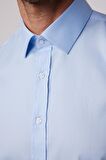 Modern Fit %100 Pamuk Armürlü Leke Tutmaz Mavi Gömlek