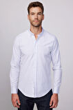 Slim Fit Uzun Kollu Çizgili Yaka Düğmeli Erkek Gömlek
