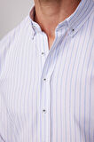 Slim Fit Uzun Kollu Çizgili Yaka Düğmeli Erkek Gömlek