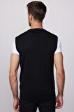 Slim Fit Dar Kesim V Yaka Kendinden Desenli Siyah Erkek Süveter