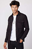 Erkek Slim Fit Dar Kesim Uzun Kollu Çizgili Çift Cepli Kışlık Oduncu Gömlek