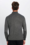 Erkek Slim Fit Dar Kesim Yumuşak Dokulu Tüylenmeyen Gri Tam Balıkçı Yaka Triko Kazak