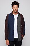 Slim Fit Dar Kesim Şerit Çizgili Oduncu Erkek Gömlek