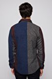 Slim Fit Dar Kesim Şerit Çizgili Oduncu Erkek Gömlek